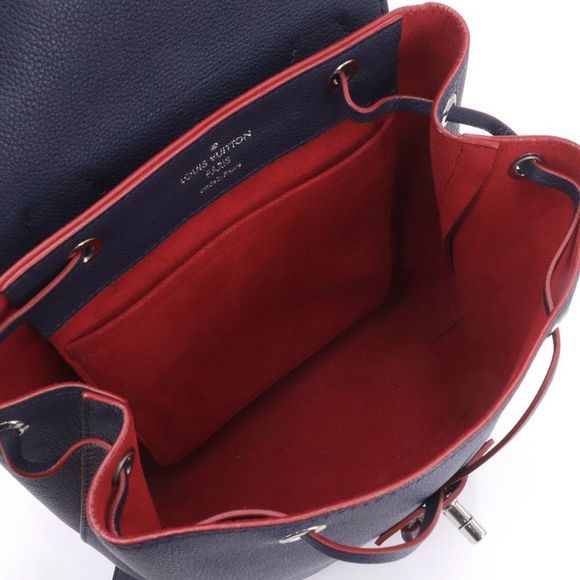 Louis Vuitton Lock Me Backpack Marine Rouge Navy Leather Rucksack Bag - Picture 4 of 6